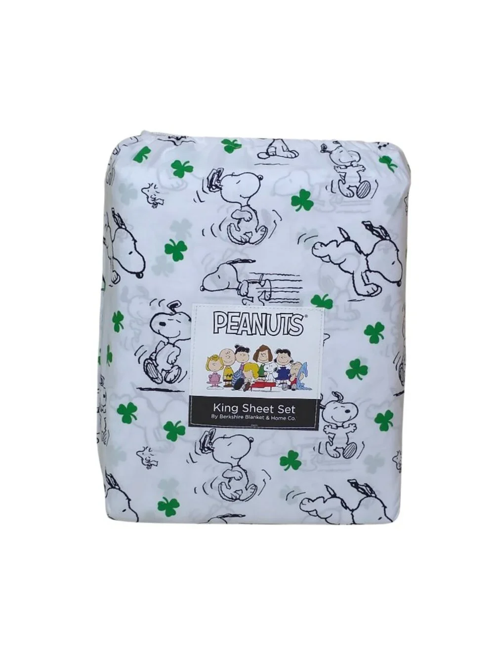 Peanuts Snoopy King Sheet Set Shamrock St Patrick's Day By Berkshire Spring